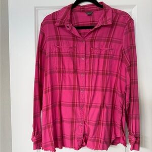 Eddie Bauer Pink Plaid Button-Up Shirt